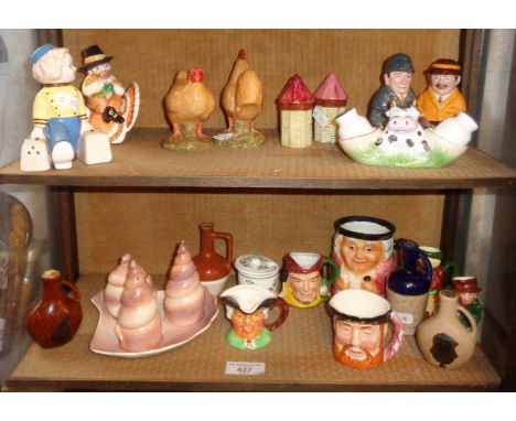 Carltonware 'seashells' cruet set, china novelty salt and pepper pot and others