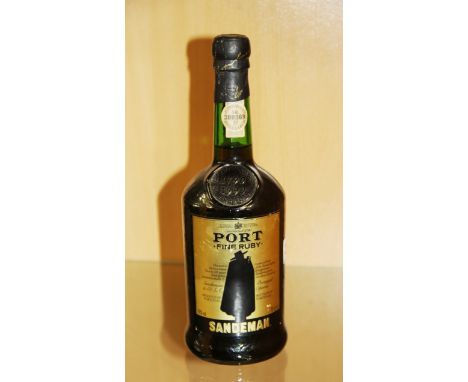 A vintage bottle of Sandeman fine ruby port.
