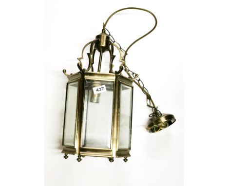 A brass porch lantern, H. 45cm.