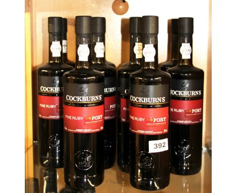 Ten bottles of Cockburn's ruby port.