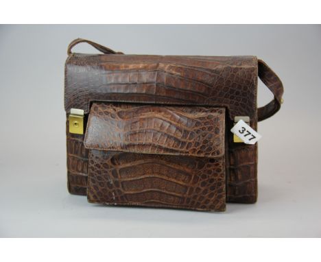 A vintage crocodile skin handbag, 20 x 28cm.