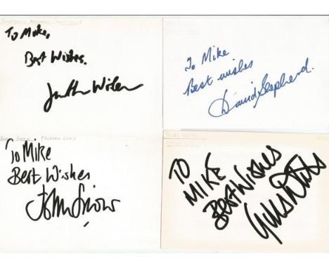 Cricket signed 6x4 white index card collection. 40+ cards. Dedicated to Mike/Michael. Some of signatures included are Jonatha