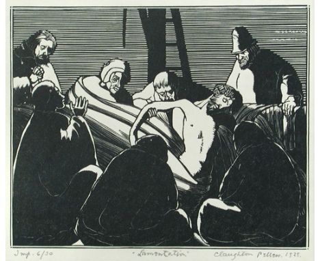 § Claughton Pellew (British, 1890-1966) Lamentation signed lower right "Claughton Pellew 1925" and "Imp. 6/30" wood engraving