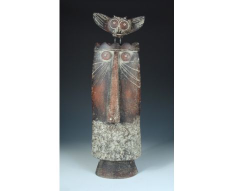 § John Maltby (born 1936), a large and impressive model of the 'Wise King with owl', signed Maltby to underside, seal mark to