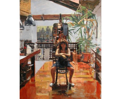 § Ken Howard, RA (British, b.1932) Artist and model, Venice, 2008 signed lower right "Ken Howard" oil on canvas 92 x 76cm (36
