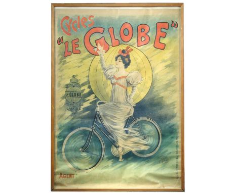 Emile Clouet, Cycles le Globe, an early 20th century poster, lithograph in colours, printed by Jules Simon, Paris 128 x 89cm 