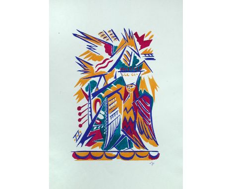 Natalia Sergeevna Goncharova (Russian, 1881-1962) A Rayist design for the Diaghilev staging of the ballet "Le coq d'or" signe