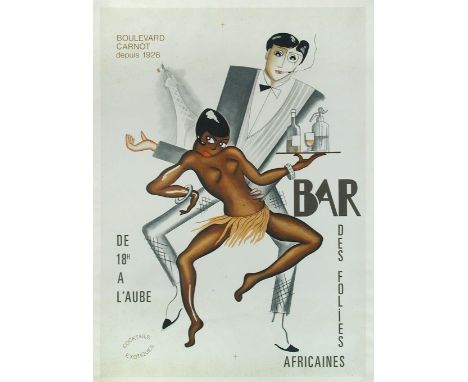 Attributed to Paul Colin, Bar Des Folies Africaines with Josephine Baker, 1926, Boulevard Carnot Depuis 1926, Cocktails Exoti