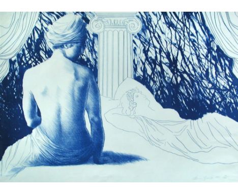 § Adrian George (British, b.1944) Classical Blueprint signed lower right "Adrian George 1985" and numbered 39/100 lithograph 