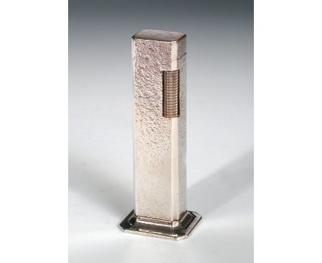 A Dunhill electroplate 'Tallboy' cigarette lighter, the textured body to a rectangular foot, stamped marks 11cm (4in)  