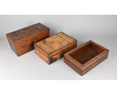 A Mid 19th Century Rosewood Two Division Tea Caddy for Full Restoration having Two Removable Tea Boxes, a Colonial Work Box, 