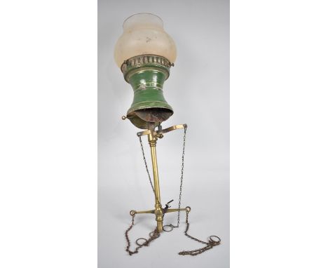 A Late Victorian/Edwardian Gas Lamp with Opaque Glass Shade, Incomplete, 56cms High 