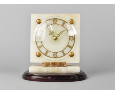 An Art Deco Style Mantel Clock with Battery Movement, 18cms High 