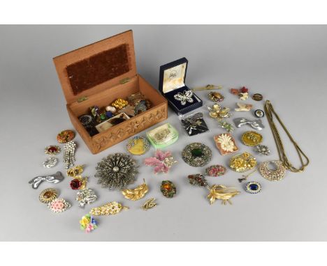 A Large Collection of Vintage and Later Brooches to include Floral, Marcasite Mounted, Czechoslovakian together with an Art D