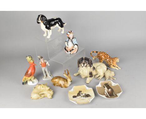 A Collection of Various Ceramic Animal, Bird and Figural Ornaments to Comprise Beswick Spaniel, Deer, Woodcutter, Bisque Nodd