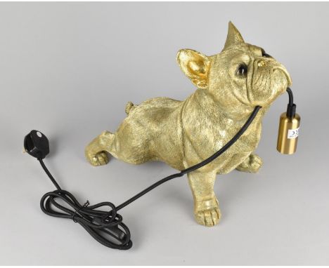 A Modern Gilt Painted Novelty Table Lamp in the Form of a Bulldog 