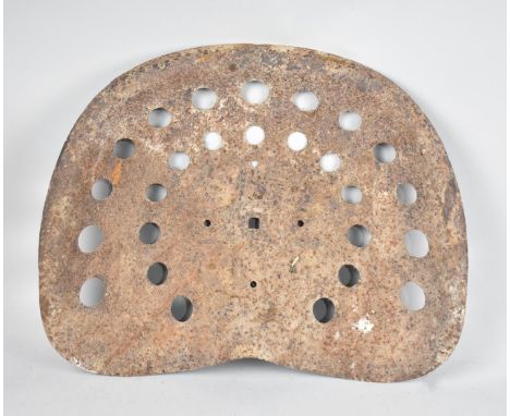 A Vintage Metal Implement Seat, 45cms Wide 