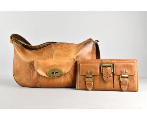 A Vintage Mulberry Shoulder Bag in Oak, Condition Issues to Leather and Zip, together with a Mulberry Purse 