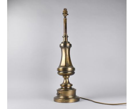 A Brass Table Lamp of Vase Form with Push Button Switch, 63cms High 