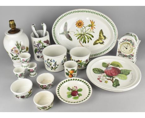 A Collection of Portmeirion to Comprise Oval Platter, Lamp Base, Pots, Mantle Clock etc 