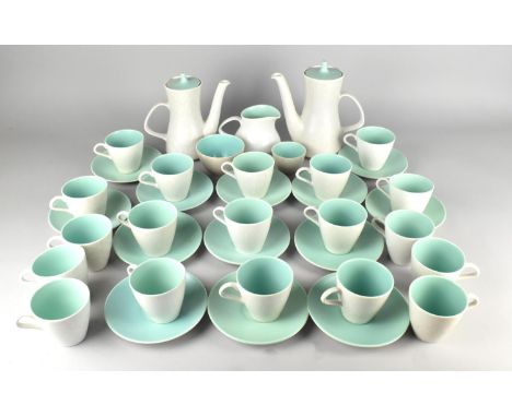 A Poole Two Tone Service to Comprise Coffee Pots, Nineteen Cups, Eleven Saucers, Two Coffee Pots, Milk Jug and Two Sugar Bowl