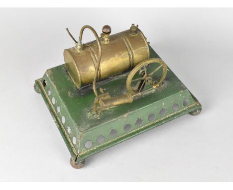 An Edwardian Brass and Tin Plate Model of a Stationary Steam Engine, Untested and No Burner, 23cms Long 