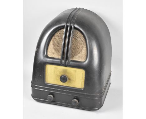 A Vintage Philco 444 Bakelite Cased Art Deco Two Band Valve Radio, 40cms High 