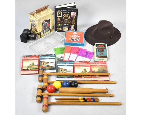 A Collection of Various Sundries to include Vintage Maps, Games Compendium, Childs Croquet Balls and Mallets Etc 