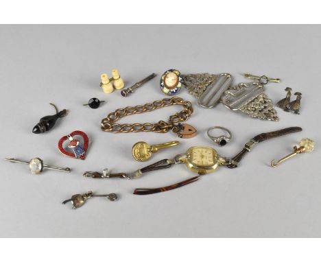 A Collection of Victorian and Later Costume Jewellery to include Nurses Buckle, Miniature Gilt Metal and Citrine Type Button 