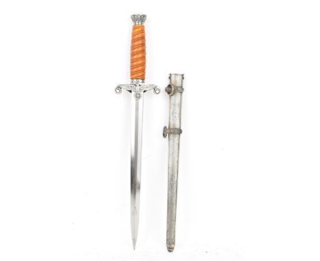 A WWII Second World War Third Reich era and later Nazi German army officers parade dagger, the dagger having a steel oak leaf