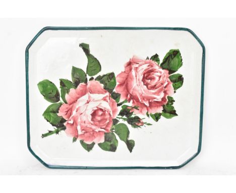 An early 20th century Wemyss pottery comb tray, of octagonal form and painted with cabbage roses to the centre, impressed mar