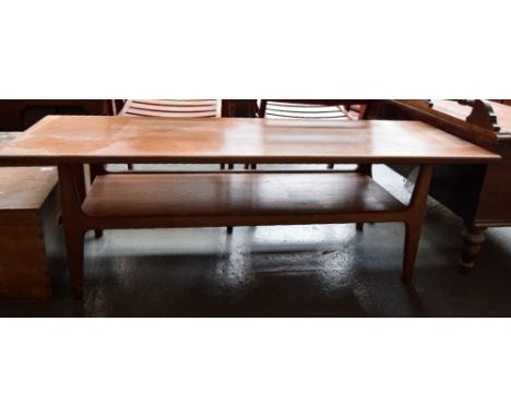 A mid-century coffee table with under shelf; 145cm x 53cm x 45cmH