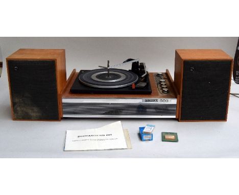 Deccasound 603 integrated playing deck and amplifier plus two external speakers with instructions
