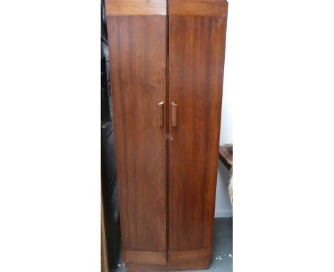 A teak wardrobe with double doors, hanging space and 6 drawers and shelf, 60 x 60 x 175cmH