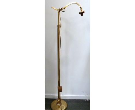 Brass standard lamp with reeded column