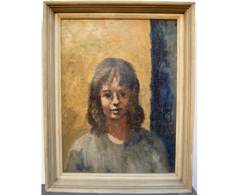Portrait of a girl, unsigned, oil on canvas, 39 x 29cm, in the style of Robert Lenkewiecz