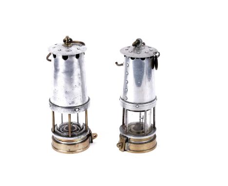 Two miners' lamps, a Patterson of Newcastle Type B2 lamp, 25cms; together with a Patterson of Newcastle Type B3 lamp, with pi