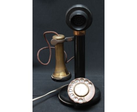 A No.150 brass and Bakelite stick telephone 