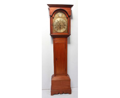 An 18th century longcase clock, by Wm Browntie of Hamilton, with eight-day movement striking a bell, square brass dial with a