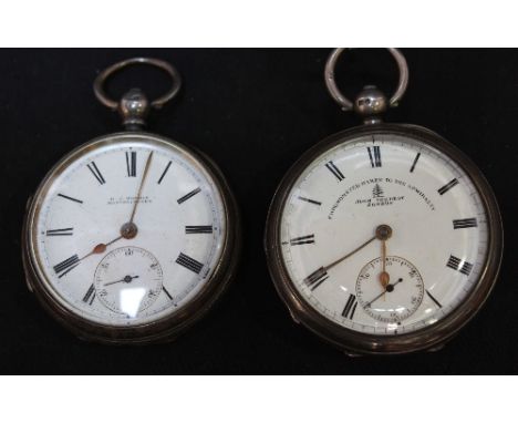 Two silver open face pocket watches. One by H.J.Norris, hallmarked London 1878; the other by John Forrest of London, Chronome