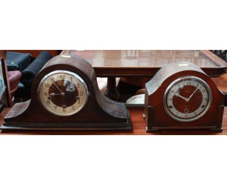 Two 1920s/30s oak cased mantel clocks.