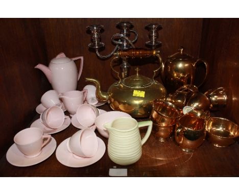 SECTION 50.  A Wedgwood "Blush Rose" Art Deco coffee set with pink glaze, comprising six cups & saucers, coffee pot, sugar an