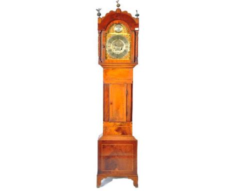 A 19th Century George III West Country 8 day longcase grandfather clock by Will Berry Barnstable. The brass clock face having