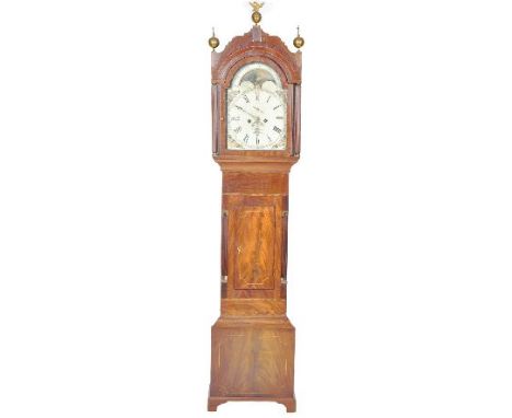A 19th Century Victorian mahogany cased longcase grandfather clock by R. Palmer of Wedmore. The painted face signed having Ro