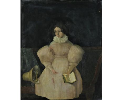 Eilbracht, G.F., signed, portrait of girl with a book, panel 34 x 27 cm.EILBRACHT, GERARD FREDERICUS (1816-1854), ges. en ged