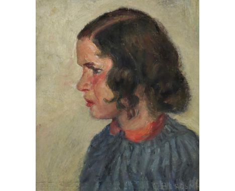 BERGSMA, GERARD (1873-1955), signed l.r.,portrait of angry girl,  maroufle 19 x 17 cm.BERGSMA, GERARD (1873-1955), ges. r.o.,