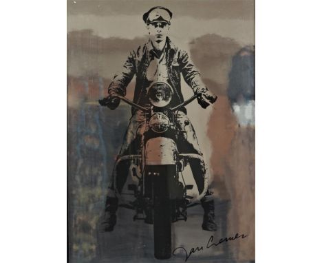 Cremer, Jan, signed, Cremer on his motorbike, screenprint 100 x 69 cm. Edited by Art  Unlimited.CREMER, JAN (1940), ges. r.o.