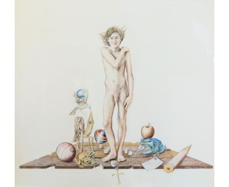 Vries, Corstiaan de, signed, portrait of a boy, watercolor and pencil 120 x 120 cm.VRIES, CORSTIAAN DE (1936-2008), ges. en g