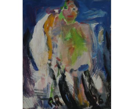 Rettich, Ria, signed, at the sea side, canvas 30 x 24 cm.RETTICH, RIA (1939-2006), ges. en gedat. 1996 o., aan zee, doek 30 x