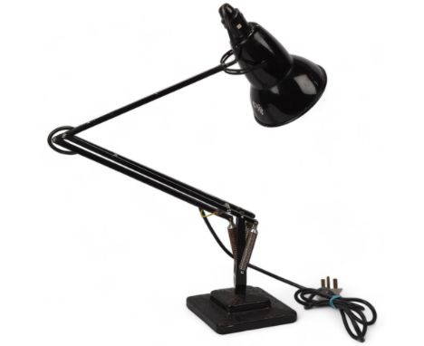 A Herbert Terry Anglepoise lamp, original black paintwork, with two-step base, makers stamp, approx height 85cmPitted base an